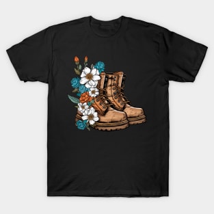 Blooming Boots: Nature's Style Inspiring Wanderlust Adventures T-Shirt